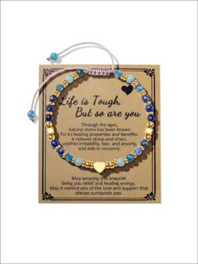 Adjustable Beaded Healing Bracelet Set with Inspirational Cards